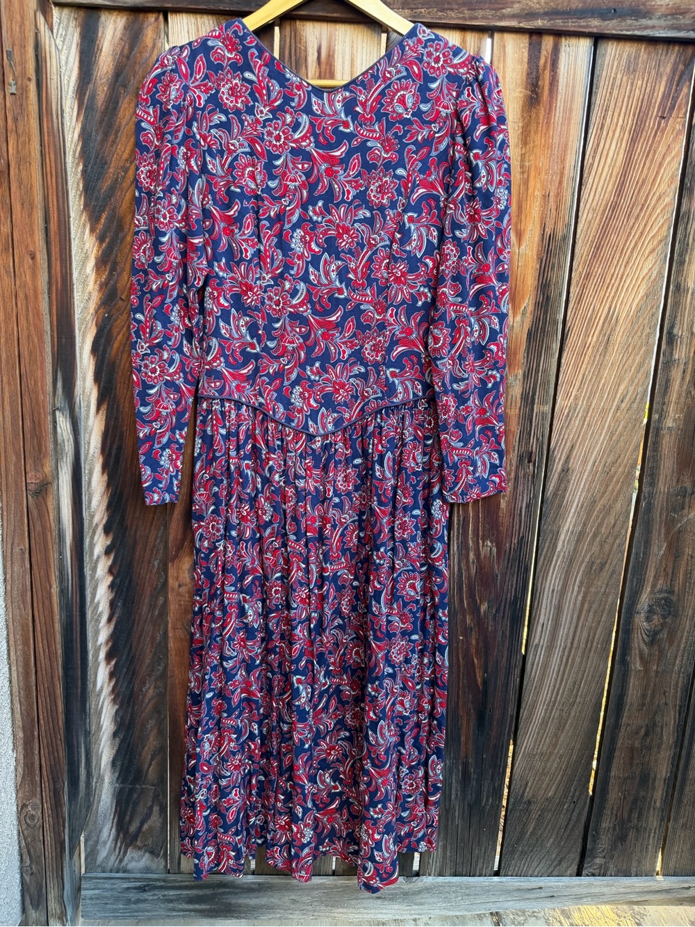 Vintage 80s Lanz Originals Drop Waist Midi Dress